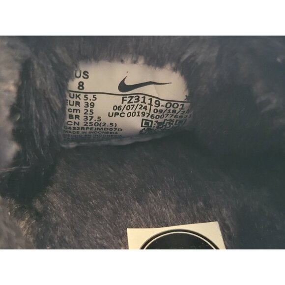 Nike Calm Mule SE Women Faux Fur Comfy Black Slides FZ3119 001 Size 8 - Picture 8 of 9